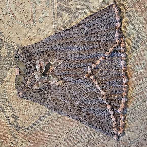 Vintage Hybrid Cloz unique grey knit skirt with pink paisley tie fully lined - Picture 5 of 5